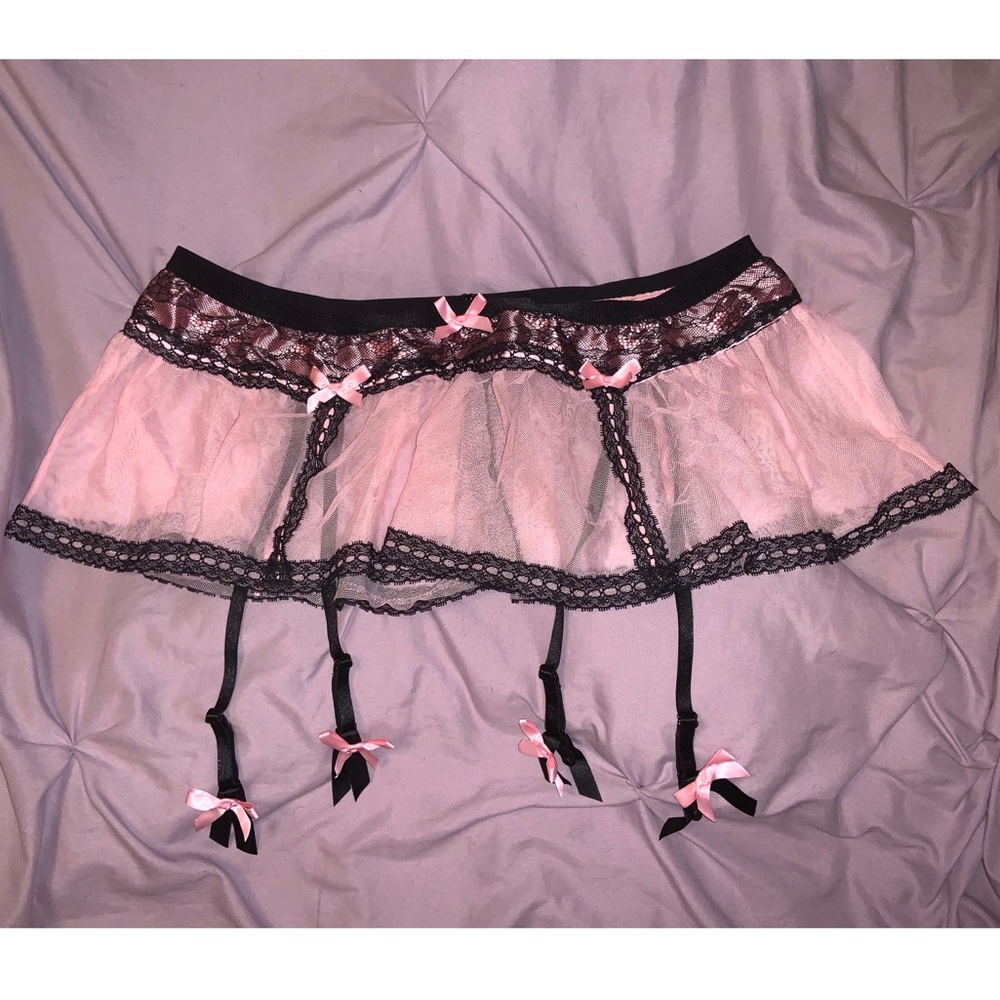 Pink Cacique garter belt